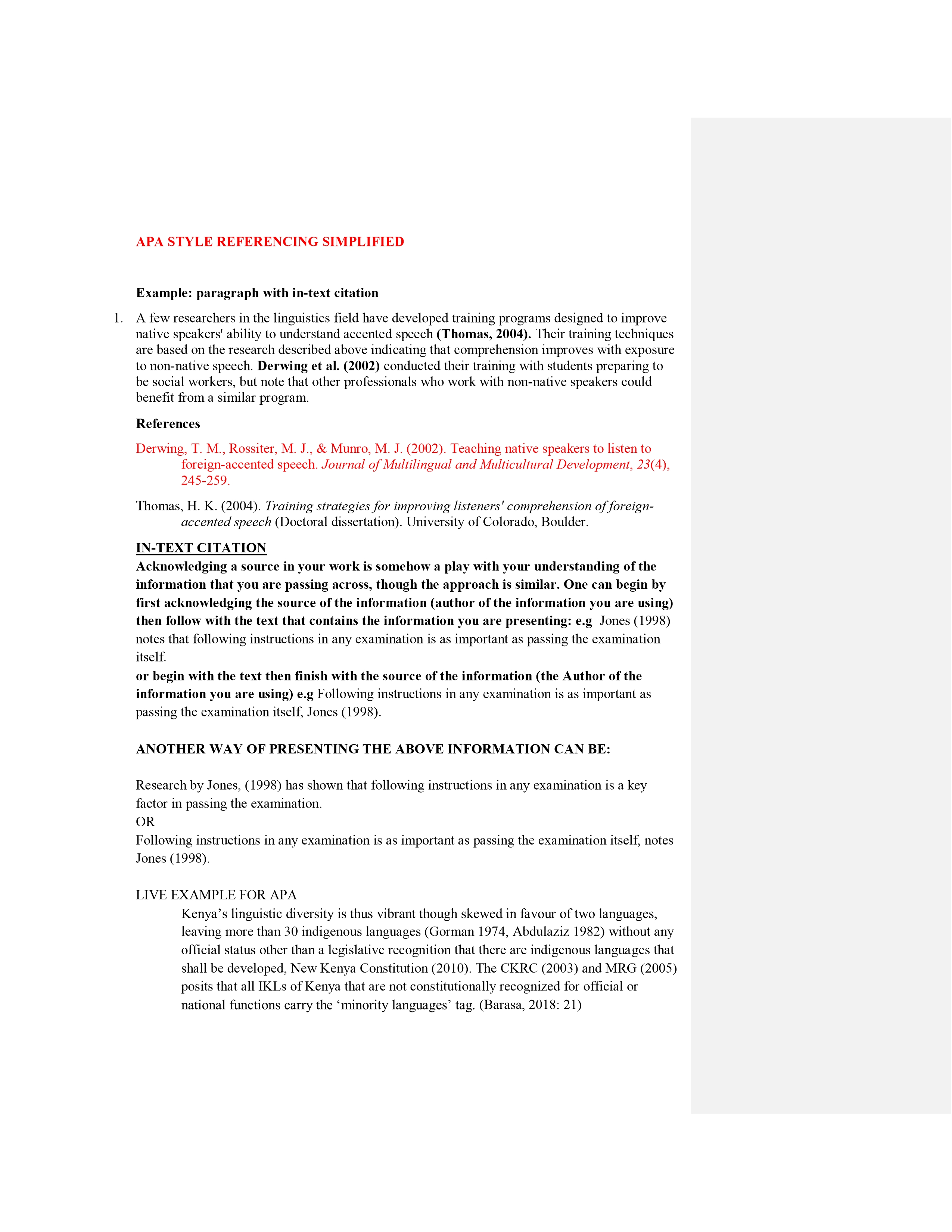 Column Notes Apa Format Notes.co.ke - Education notes in Kenya