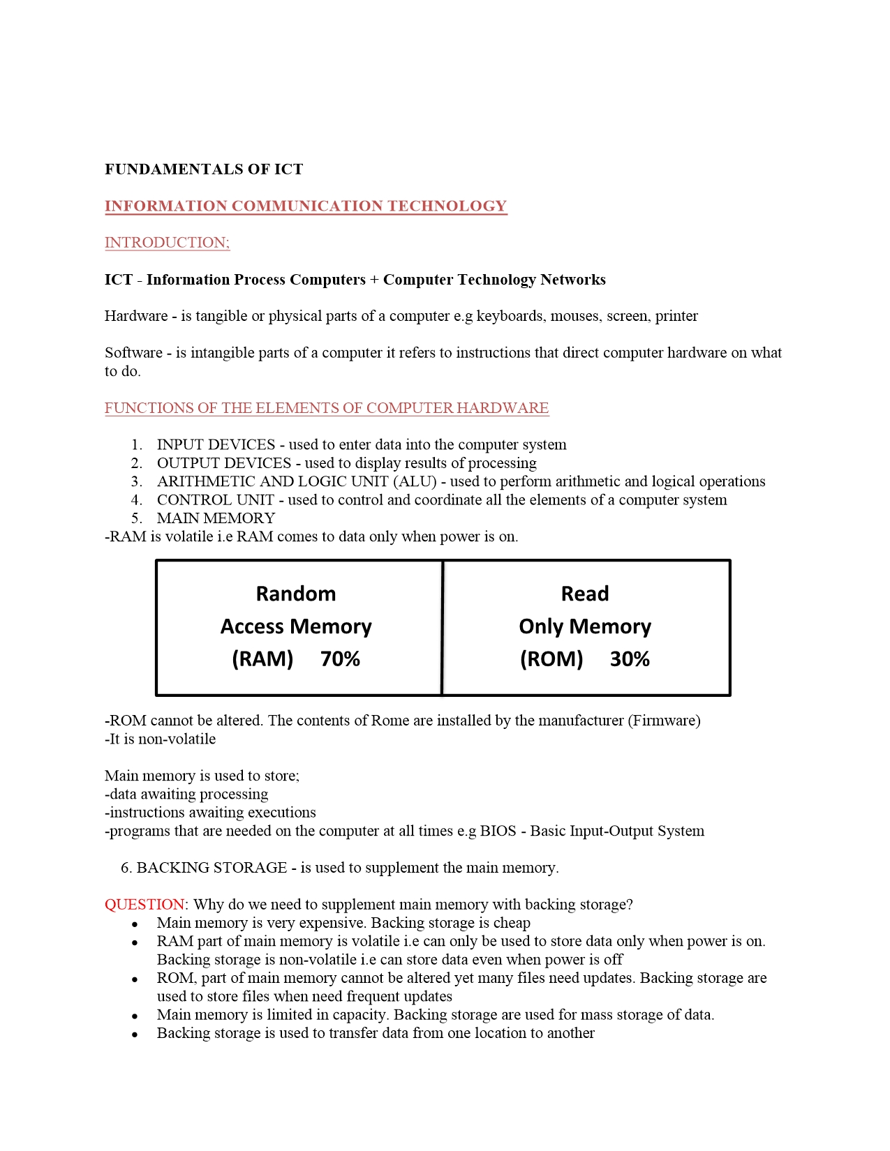 Ict Notes For Students Notes.co.ke - Education notes in Kenya