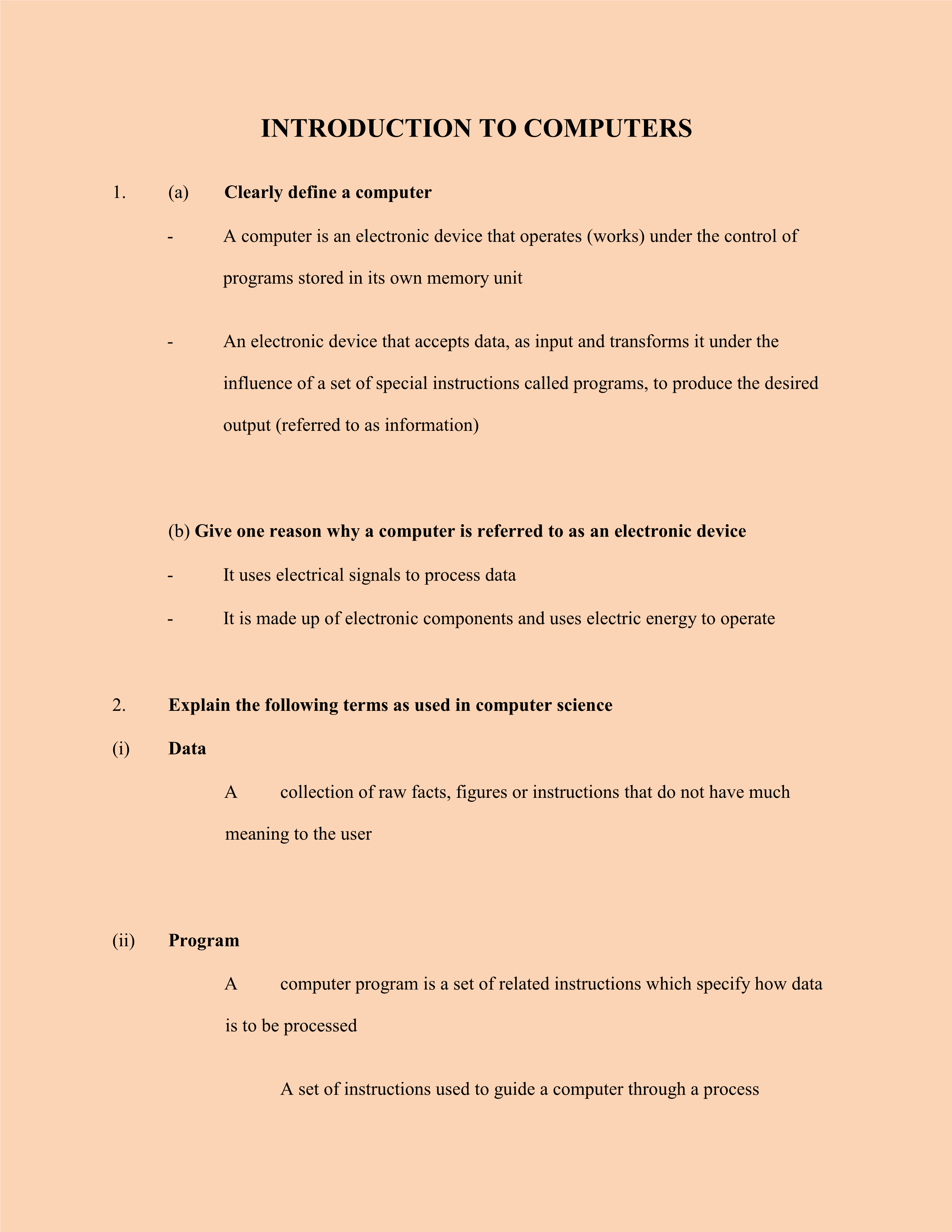 COMPUTER STUDIES COMPREHENSIVE NOTES